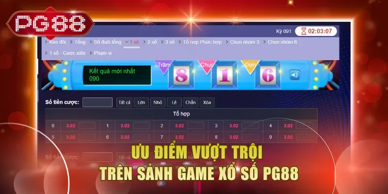 Ưu điểm vượt trội trên sảnh game xổ số PG88